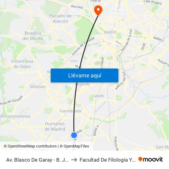 Av. Blasco De Garay - B. John Deere to Facultad De Filología Y Filosofía map