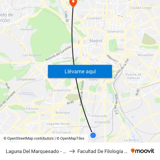 Laguna Del Marquesado - San Erasmo to Facultad De Filología Y Filosofía map