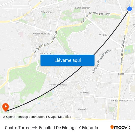 Cuatro Torres to Facultad De Filología Y Filosofía map