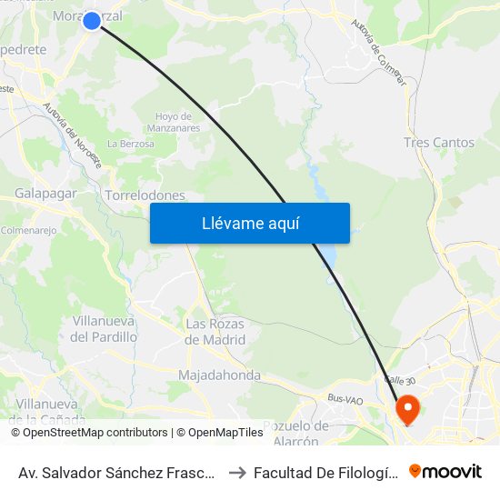 Av. Salvador Sánchez Frascuelo - Est. Buses to Facultad De Filología Y Filosofía map