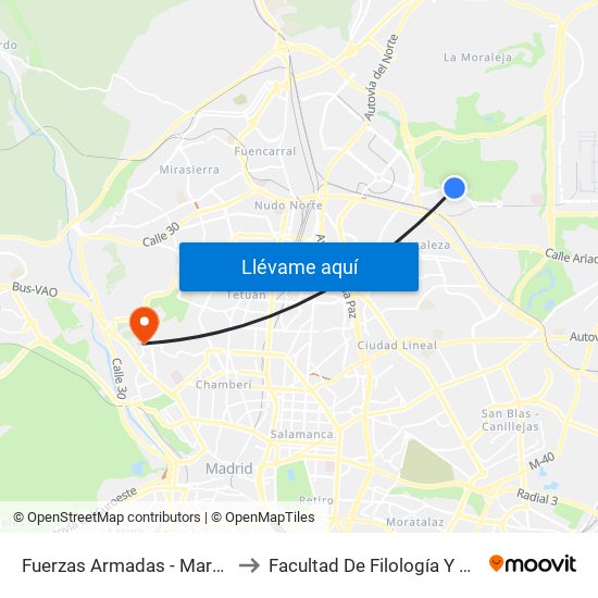 Fuerzas Armadas - Maragatería to Facultad De Filología Y Filosofía map