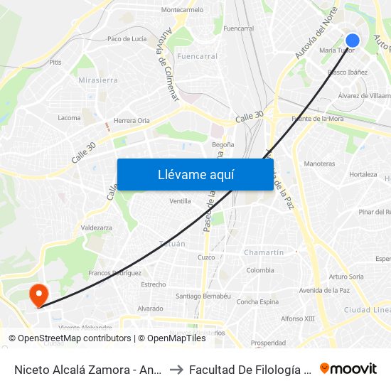 Niceto Alcalá Zamora - Ana De Austria to Facultad De Filología Y Filosofía map