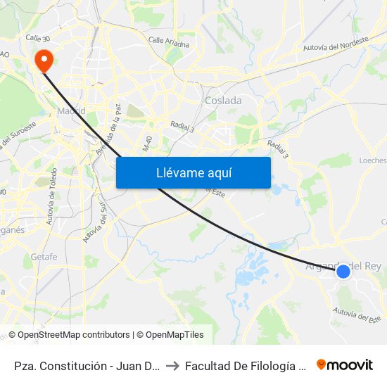 Pza. Constitución - Juan De La Cierva to Facultad De Filología Y Filosofía map