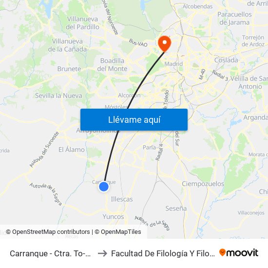 Carranque - Ctra. To-2034 to Facultad De Filología Y Filosofía map