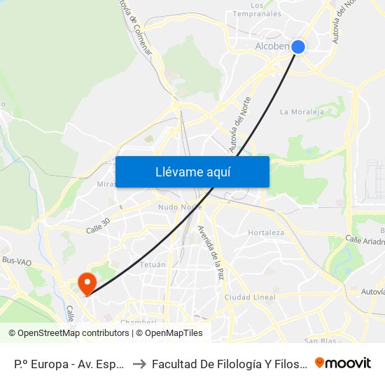 P.º Europa - Av. España to Facultad De Filología Y Filosofía map