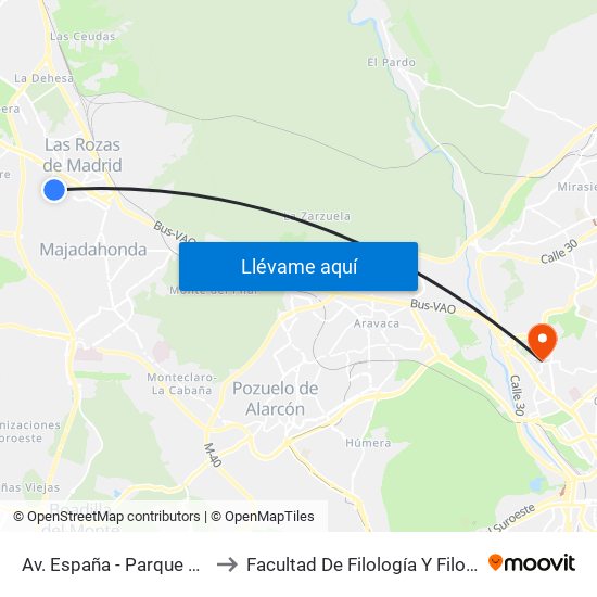 Av. España - Parque París to Facultad De Filología Y Filosofía map