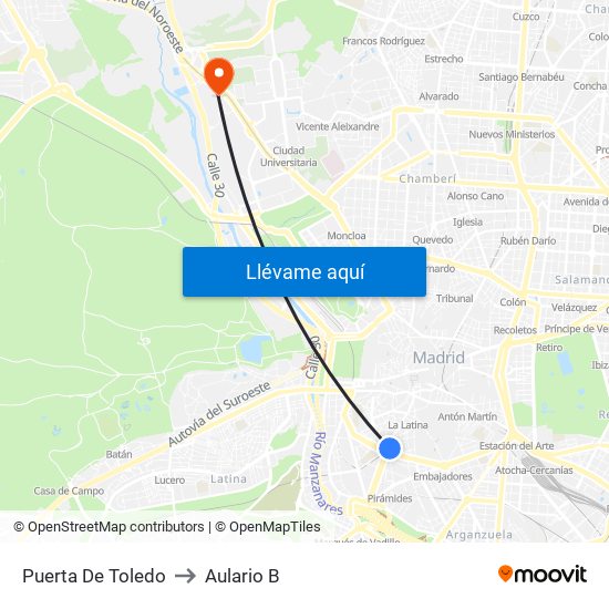 Puerta De Toledo to Aulario B map