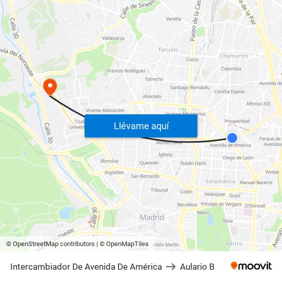 Intercambiador De Avenida De América to Aulario B map
