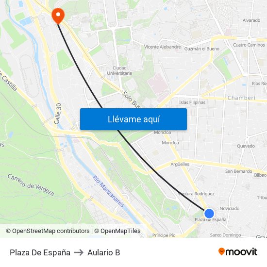 Plaza De España to Aulario B map