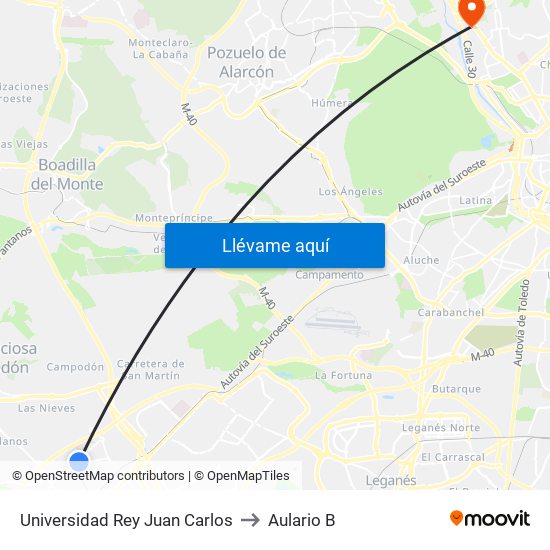 Universidad Rey Juan Carlos to Aulario B map