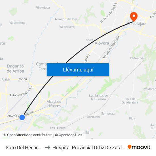 Soto Del Henares to Hospital Provincial Ortiz De Zárate map