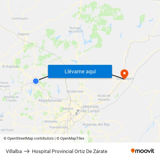 Villalba to Hospital Provincial Ortiz De Zárate map