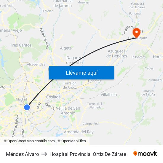 Méndez Álvaro to Hospital Provincial Ortiz De Zárate map