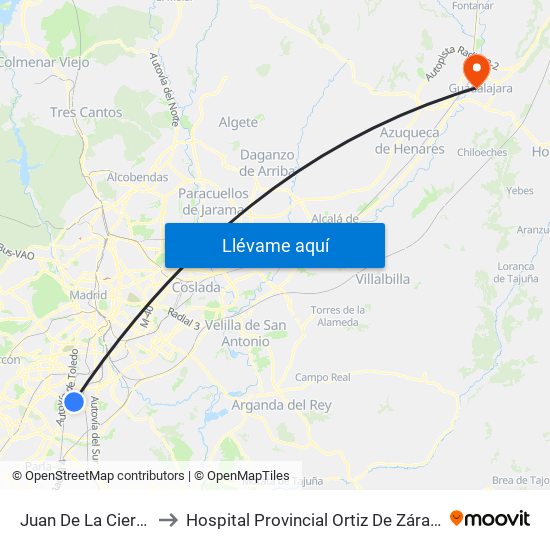 Juan De La Cierva to Hospital Provincial Ortiz De Zárate map