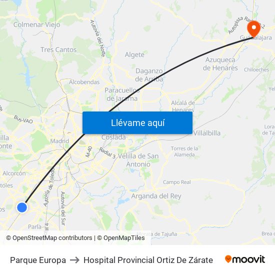 Parque Europa to Hospital Provincial Ortiz De Zárate map