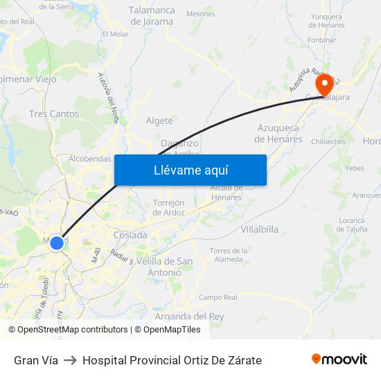 Gran Vía to Hospital Provincial Ortiz De Zárate map