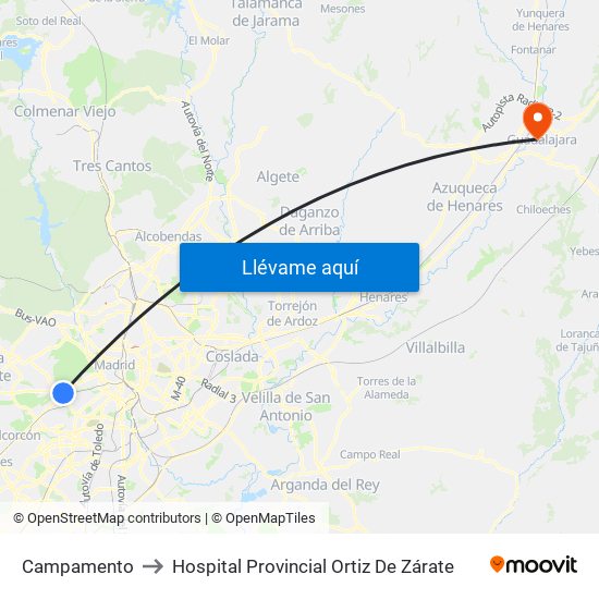 Campamento to Hospital Provincial Ortiz De Zárate map