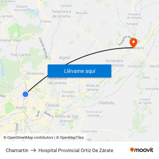 Chamartín to Hospital Provincial Ortiz De Zárate map