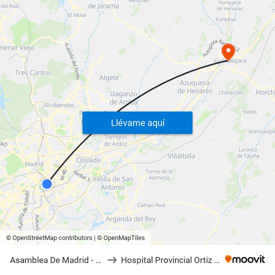 Asamblea De Madrid - Entrevías to Hospital Provincial Ortiz De Zárate map