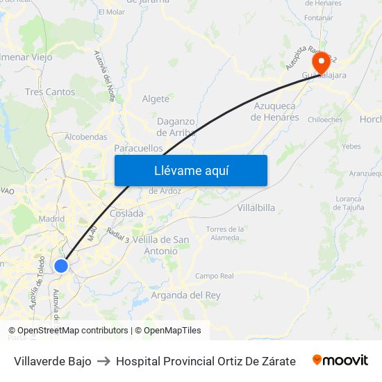 Villaverde Bajo to Hospital Provincial Ortiz De Zárate map