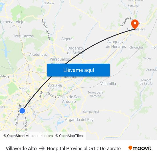Villaverde Alto to Hospital Provincial Ortiz De Zárate map