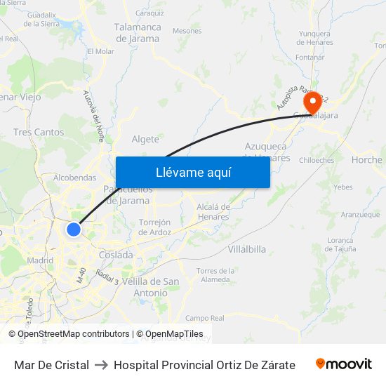 Mar De Cristal to Hospital Provincial Ortiz De Zárate map