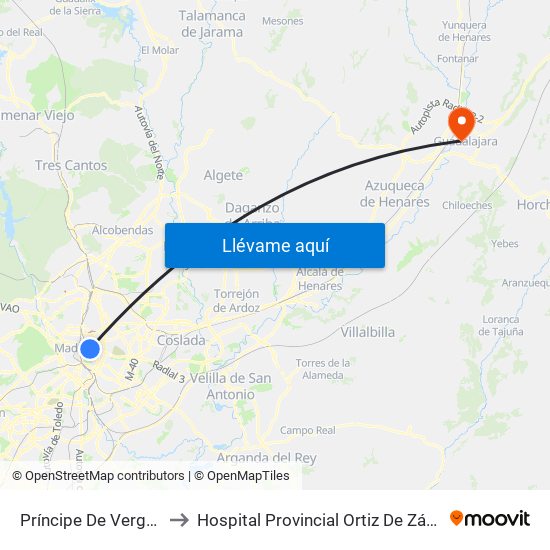 Príncipe De Vergara to Hospital Provincial Ortiz De Zárate map