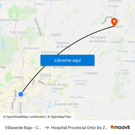 Villaverde Bajo - Cruce to Hospital Provincial Ortiz De Zárate map