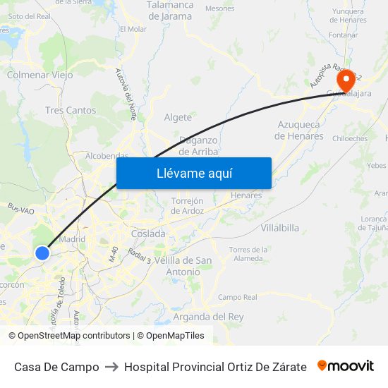 Casa De Campo to Hospital Provincial Ortiz De Zárate map