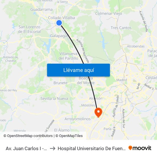 Av. Juan Carlos I - Zoco to Hospital Universitario De Fuenlabrada. map