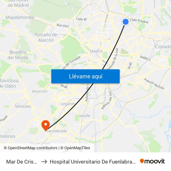 Mar De Cristal to Hospital Universitario De Fuenlabrada. map