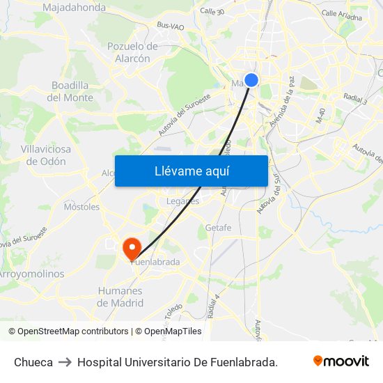 Chueca to Hospital Universitario De Fuenlabrada. map