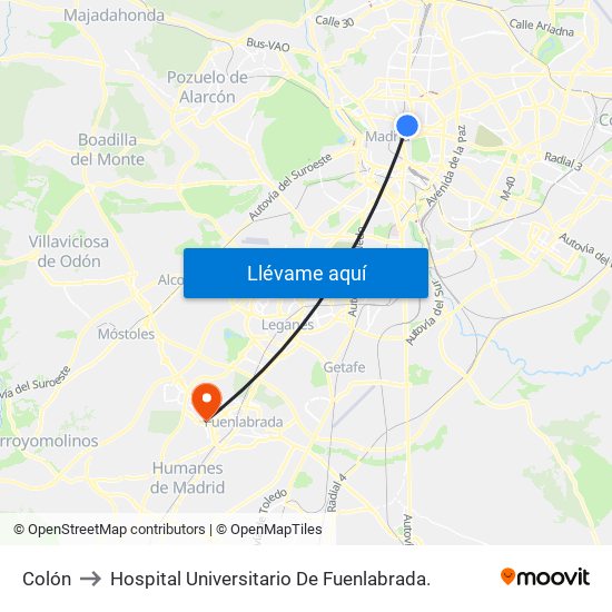 Colón to Hospital Universitario De Fuenlabrada. map