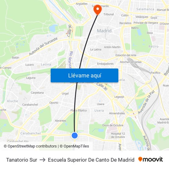 Tanatorio Sur to Escuela Superior De Canto De Madrid map