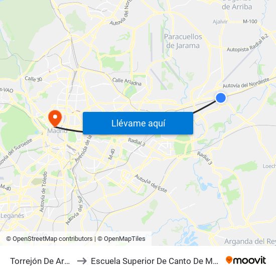 Torrejón De Ardoz to Escuela Superior De Canto De Madrid map