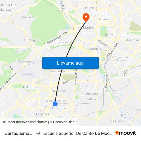Zarzaquemada to Escuela Superior De Canto De Madrid map