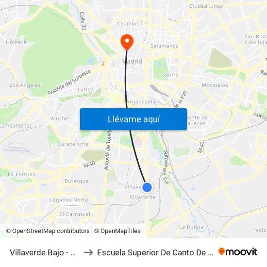 Villaverde Bajo - Cruce to Escuela Superior De Canto De Madrid map