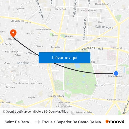 Sainz De Baranda to Escuela Superior De Canto De Madrid map
