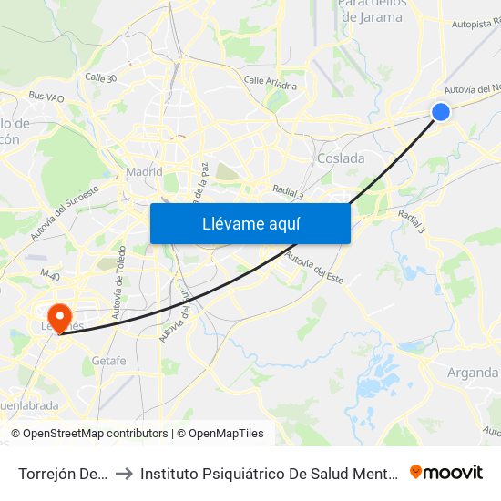 Torrejón De Ardoz to Instituto Psiquiátrico De Salud Mental José Germain map