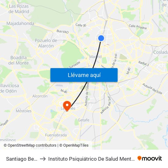 Santiago Bernabéu to Instituto Psiquiátrico De Salud Mental José Germain map