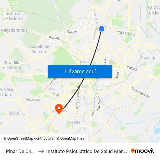 Pinar De Chamartín to Instituto Psiquiátrico De Salud Mental José Germain map