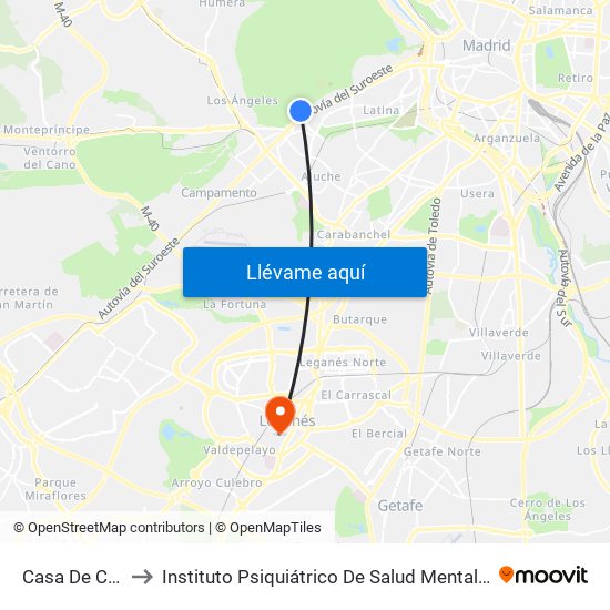 Casa De Campo to Instituto Psiquiátrico De Salud Mental José Germain map