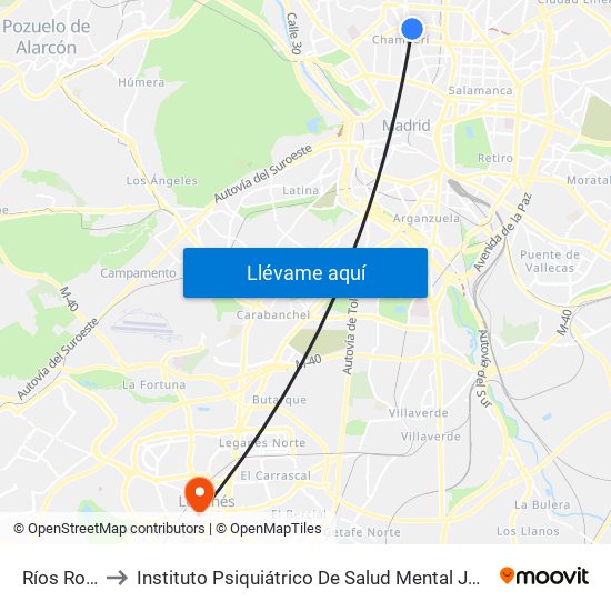 Ríos Rosas to Instituto Psiquiátrico De Salud Mental José Germain map