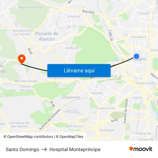Santo Domingo to Hospital Montepríncipe map