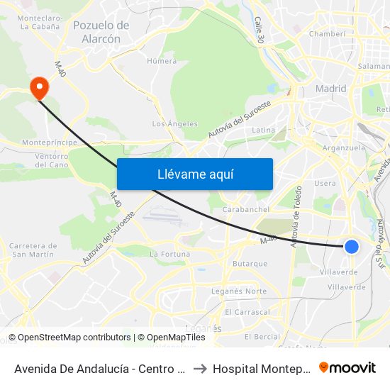Avenida De Andalucía - Centro Comercial to Hospital Montepríncipe map