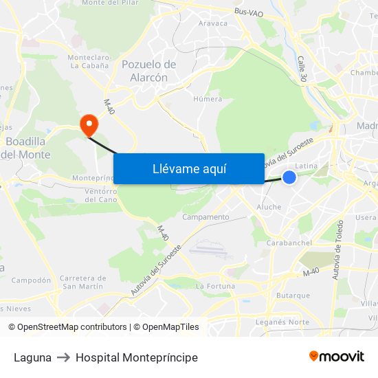 Laguna to Hospital Montepríncipe map