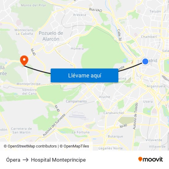 Ópera to Hospital Montepríncipe map
