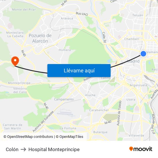 Colón to Hospital Montepríncipe map