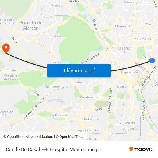 Conde De Casal to Hospital Montepríncipe map