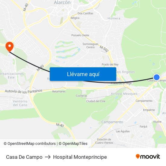 Casa De Campo to Hospital Montepríncipe map
